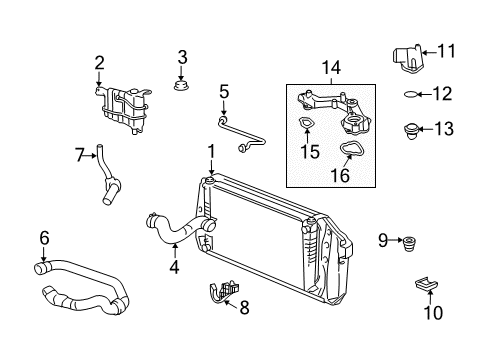 2008 Ford Expedition Radiator & Components Overflow Hose Diagram for 7L1Z-8075-A