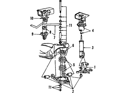 1992 Lincoln Mark VII Front Suspension Components, Lower Control Arm, Ride Control, Stabilizer Bar Air Spring Diagram for 3U2Z-5310-AA