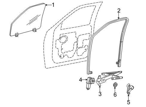 1999 Ford F-150 Door & Components Door Glass Diagram for 1L3Z-1521411-AA