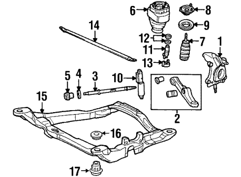 2002 Lincoln Continental Front Suspension Components, Lower Control Arm, Stabilizer Bar Bushings Diagram for F5OY-3C067-A