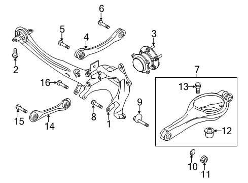 2019 Lincoln MKC Rear Suspension Components, Lower Control Arm, Upper Control Arm, Ride Control, Stabilizer Bar Bumper Diagram for CV6Z-3020-C