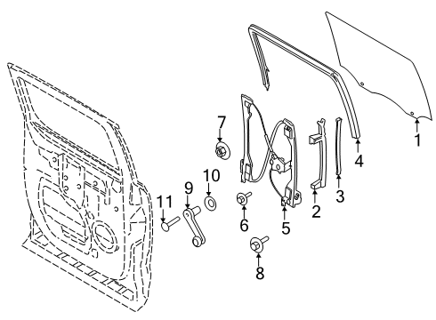 2018 Ford F-350 Super Duty Rear Door Window Handle Screw Diagram for -390334-S437M