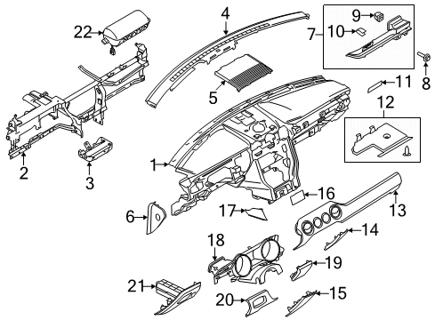 2020 Ford Mustang Instrument Panel Cluster Bezel Diagram for JR3Z-63044D70-BA