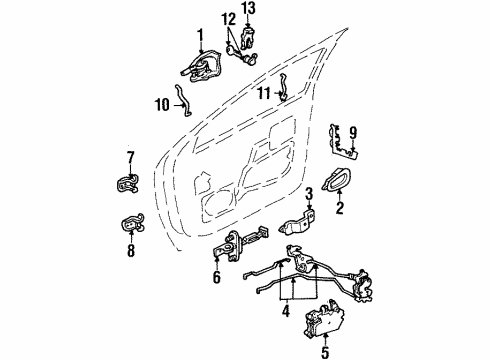2000 Mercury Villager Front Door Drive Assembly Diagram for F8XZ-1223395-AA