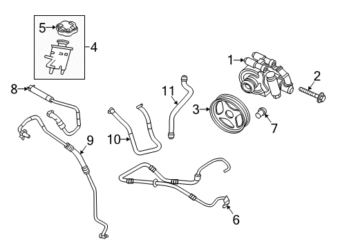 2007 Ford Expedition P/S Pump & Hoses, Steering Gear & Linkage Power Steering Pump Diagram for 7L1Z-3A674-BRM