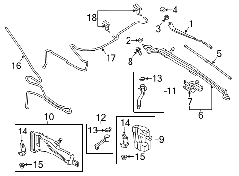 2013 Ford C-Max Wiper & Washer Components Wiper Arm Diagram for DM5Z-17526-D