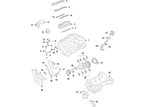 2021 Ford F-150 Engine Parts, Mounts, Cylinder Head & Valves, Camshaft & Timing, Variable Valve Timing, Oil Pan, Oil Pump, Adapter Housing, Crankshaft & Bearings, Pistons, Rings & Bearings Adapter Gasket Diagram for BR3Z-6840-A
