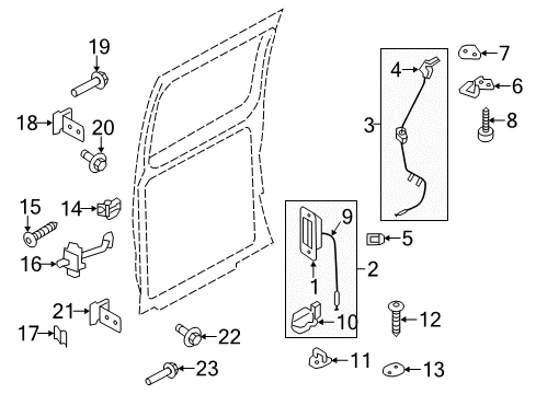 2010 Ford E-150 Back Door - Lock & Hardware Handle Diagram for 6C2Z-1543401-AA