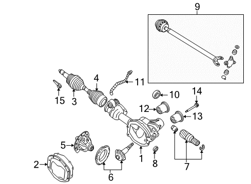 2004 Ford Explorer Carrier & Front Axles Boot Kit Diagram for F5TZ-3A331-A