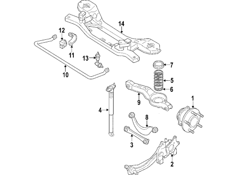 2008 Ford Edge Rear Suspension Components, Lower Control Arm, Upper Control Arm, Stabilizer Bar Coil Spring Diagram for 7T4Z-5560-C