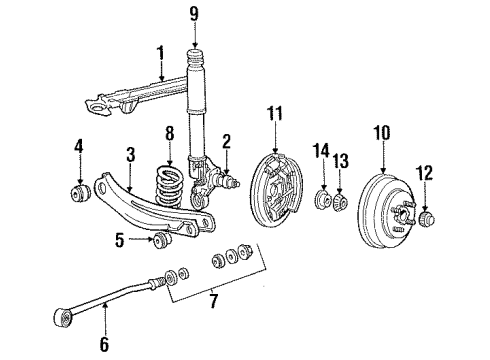 1987 Mercury Lynx Rear Brakes Wheel Cylinder Diagram for 1S2Z-2V261-AA