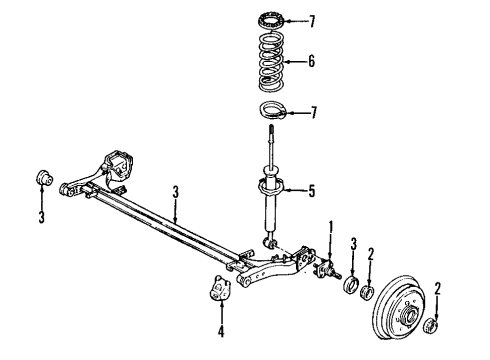 1996 Ford Aspire Rear Axle, Suspension Components Wheel Bearings Diagram for E8BZ-1S177-B