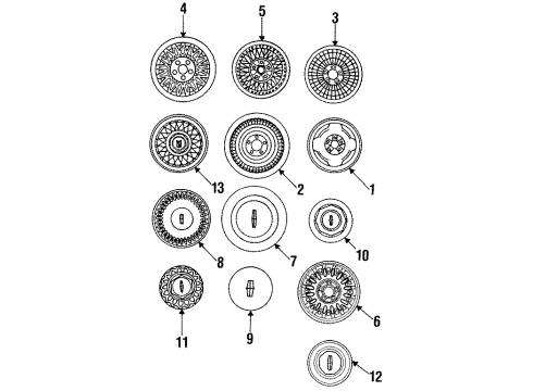 1990 Lincoln Town Car Wheels, Covers & Trim Wheel Nut Diagram for 6W7Z-1012-AA