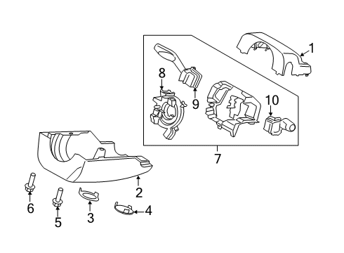 2017 Ford Fusion Shroud, Switches & Levers Upper Column Cover Diagram for DS7Z-3530-AC