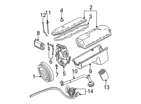 2000 Ford F-250 Super Duty Engine Parts, Mounts, Cylinder Head & Valves, Camshaft & Timing, Oil Pan, Oil Pump, Crankshaft & Bearings, Pistons, Rings & Bearings Tube Assembly Diagram for F81Z-6754-AA