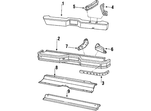 1985 Ford Bronco Rear Bumper Bumper Assembly Diagram for YL3Z-17906-AAE