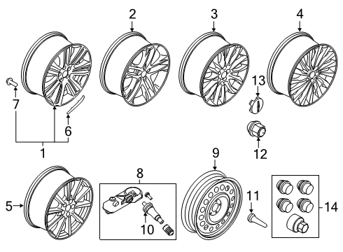 2018 Lincoln MKC Wheels Wheel, Alloy Diagram for EJ7Z-1007-K