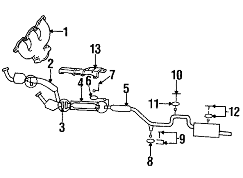 1993 Mercury Sable Exhaust Components, Exhaust Manifold Manifold Diagram for E6AZ9430F