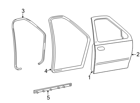 2003 Ford F-150 Front Door & Components, Exterior Trim Door Shell Diagram for YL3Z-1620124-AA