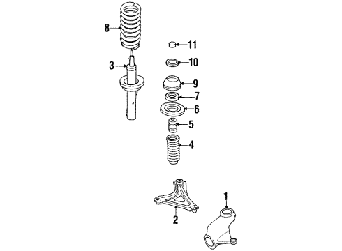 1999 Ford Contour Front Suspension Components, Lower Control Arm, Stabilizer Bar Spring Diagram for F8RZ-5310-DC