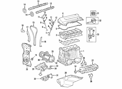 2011 Ford Ranger Engine Parts, Mounts, Cylinder Head & Valves, Camshaft & Timing, Oil Pan, Oil Pump, Crankshaft & Bearings, Pistons, Rings & Bearings Bearing Diagram for 6M8Z-6211-A