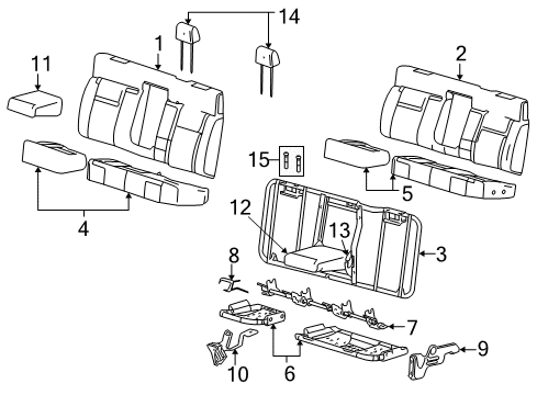 2006 Lincoln Mark LT Rear Seat Components Headrest Diagram for 6L3Z-16611A08-BA
