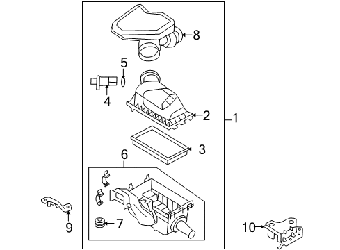 2009 Lincoln MKX Powertrain Control Air Cleaner Assembly Diagram for 7T4Z-9600-A