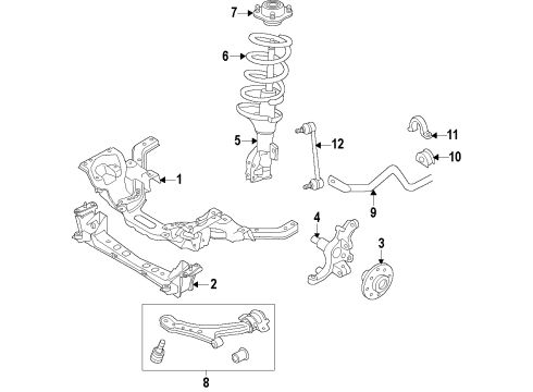 2010 Ford Mustang Front Suspension Components, Lower Control Arm, Stabilizer Bar Mount Bracket Diagram for BR3Z-18183-C