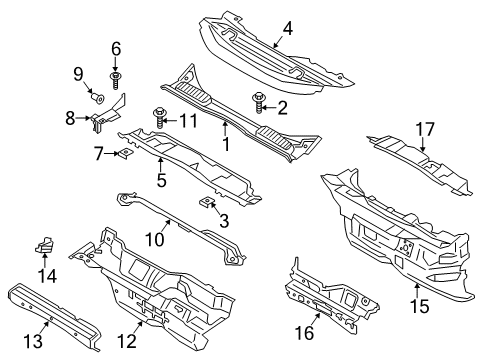 2015 Ford C-Max Cowl Insulator Diagram for CV6Z-9901588-A