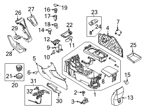 2013 Ford Focus Parking Brake Cup Holder Screw Diagram for -W506943-S424
