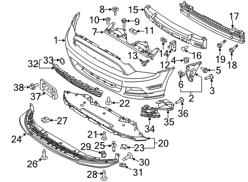 2014 Ford Mustang Front Bumper Lower Shield Nut Diagram for -N802539-S439