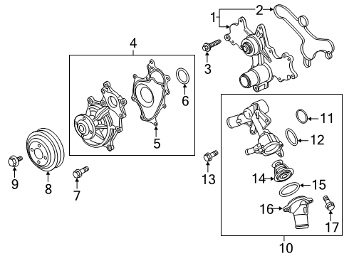 2018 Ford F-150 Water Pump Thermostat Housing O-Ring Diagram for AT4Z-8527-A