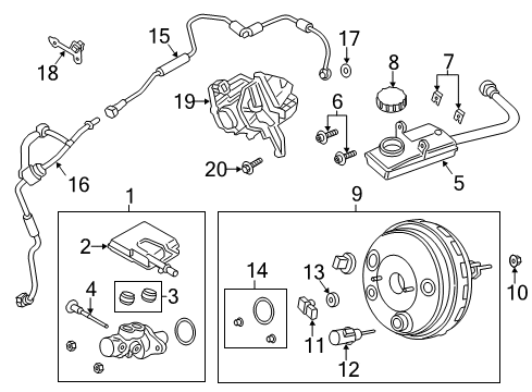 2016 Ford C-Max Dash Panel Components Booster Assembly Diagram for CV6Z-2005-H