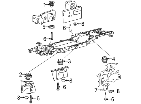 2010 Ford F-150 Frame & Components Mount Bolt Retainer Bracket Diagram for 9L3Z-5R084-A