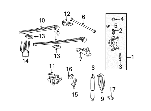 2001 Ford Excursion Front Suspension Components, Stabilizer Bar, Wheel Bearings Spring Diagram for 2C3Z-5310-KA