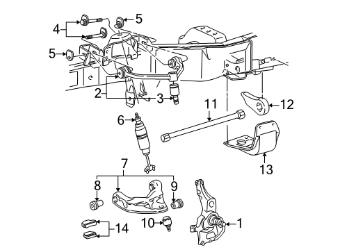 2002 Ford Explorer Sport Front Suspension Components, Stabilizer Bar, Torsion Bar Knuckle Diagram for 1L5Z-3106-AA