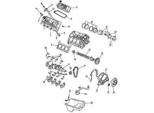 1997 Ford Mustang Engine Parts, Mounts, Cylinder Head & Valves, Camshaft & Timing, Oil Pan, Oil Pump, Crankshaft & Bearings, Pistons, Rings & Bearings Damper & Pulley Diagram for F6ZZ-6B321-A