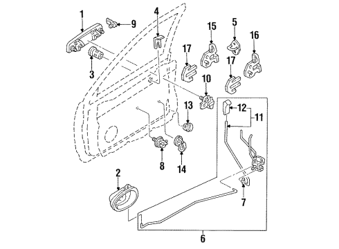 1994 Ford Aspire Lift Gate Striker Diagram for F4BZ61404A42A