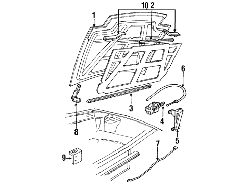 1990 Ford Probe Hood & Components Lock Diagram for E92Z16700A