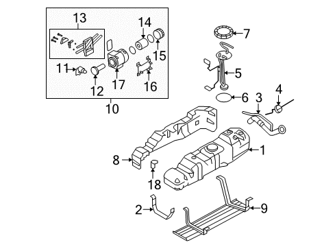 2010 Ford F-350 Super Duty Fuel System Components Fuel Pump Assembly Gasket Diagram for F75Z-9417-BB