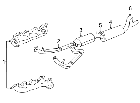 1997 Ford E-350 Econoline Club Wagon Exhaust Components, Exhaust Manifold Manifold Diagram for F4TZ-9430-B