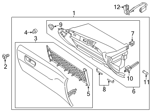2014 Ford Fusion Glove Box Striker Diagram for DS7Z-9906064-AA