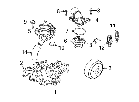 2003 Ford Ranger Senders Water Pump Assembly Diagram for F7TZ-8501-AC