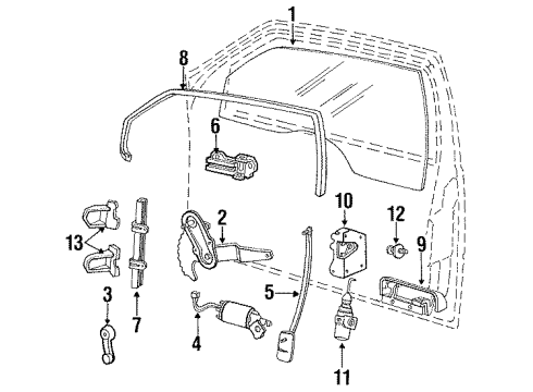 1992 Ford Tempo Rear Door Motor Diagram for F23Z-54233V95-ARM