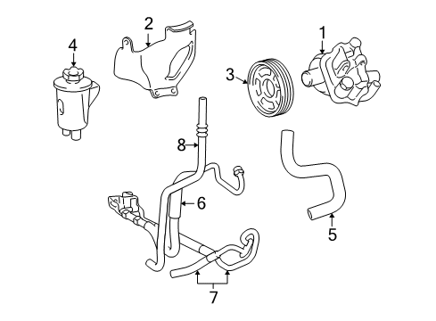 2004 Lincoln Aviator P/S Pump & Hoses, Steering Gear & Linkage Lower Pressure Hose Diagram for 2C5Z-3A719-BA