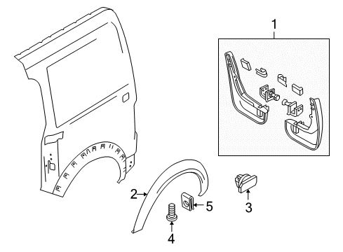 2012 Ford Transit Connect Exterior Trim - Side Panel Mud Guard Diagram for 2T1Z-16A550-B