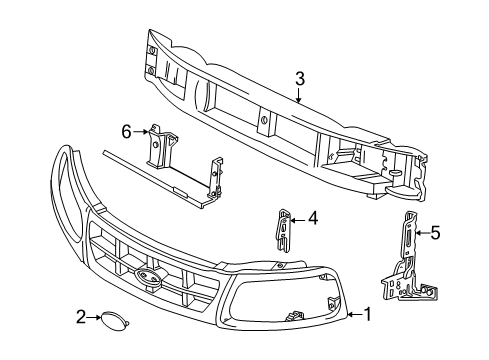 2002 Ford Expedition Grille & Components Mount Panel Diagram for 2L1Z-8A284-AA