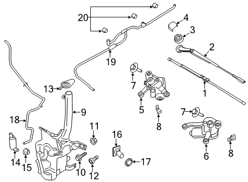 2016 Ford Fusion Wiper & Washer Components Wiper Arm Diagram for DS7Z-17526-A