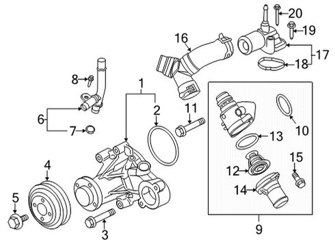 2022 Ford F-150 Water Pump Pulley Gasket Diagram for F1VY-8507-A