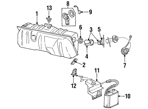 1992 Ford Crown Victoria Fuel System Components Fuel Gauge Sending Unit Diagram for F2AZ-9275-B